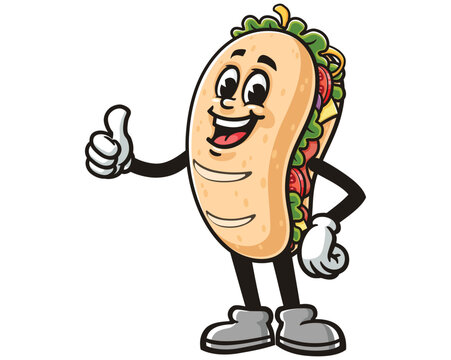 recommend clip art: Sub Sandwich with Thumbs up, Cartoon Mascot Illustration Character Vector Clip-art Hand-drawn Logo Design