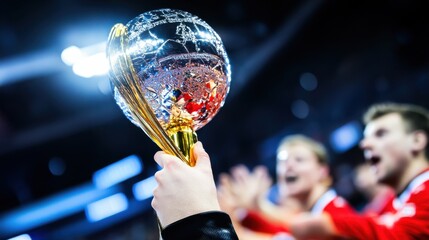 Exciting Handball Championship Trophy Celebration