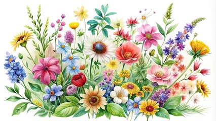 Watercolor wildflower clipart