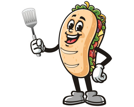 recommend clip art: Sub Sandwich with Spatula, Cartoon Mascot Illustration Character Vector Clip-art Hand-drawn Logo Design