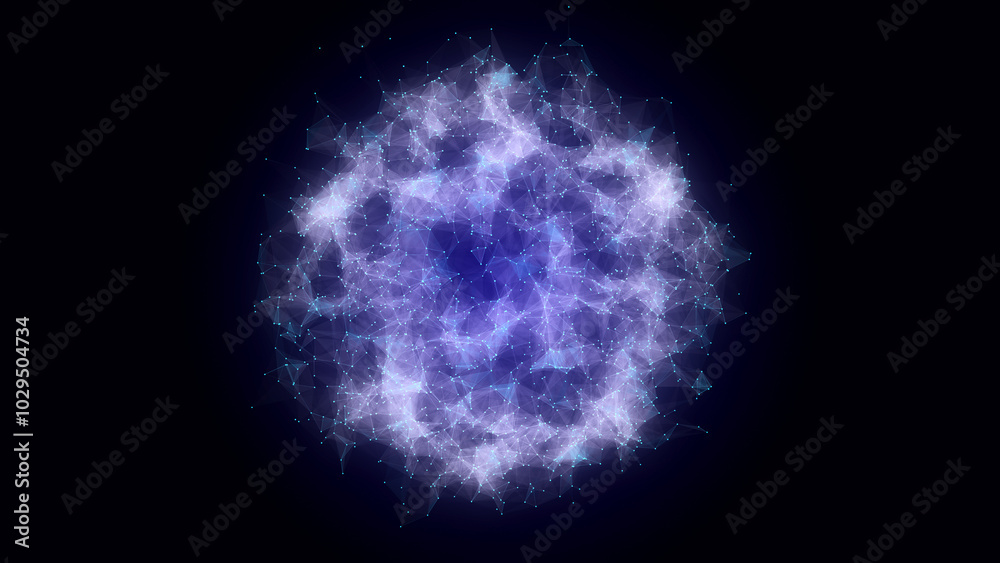 Poster blue sphere consisting of points and lines. modern wireframe elements. technology grid sphere. 3d re