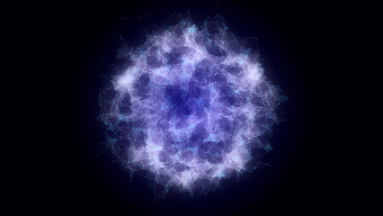 Blue sphere consisting of points and lines. Modern wireframe elements. Technology grid sphere. 3d rendering.