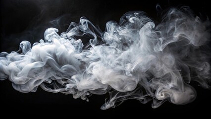 Fototapeta premium White and grey smoke floating in air on dark background