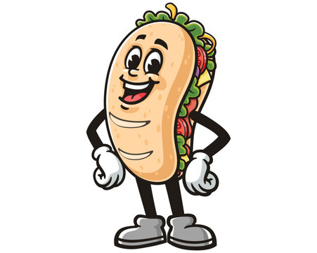 smiling sandwich character cartoon style clip art preview