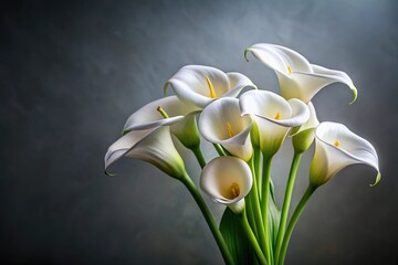 Fototapeta premium White calla lilies on a condolence background