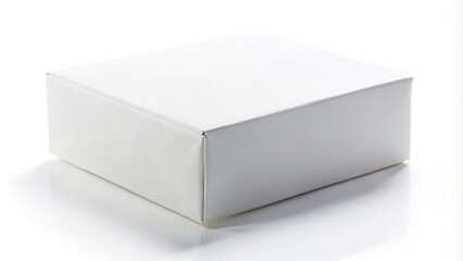 Fototapeta premium White box package isolated on white background. Macro image