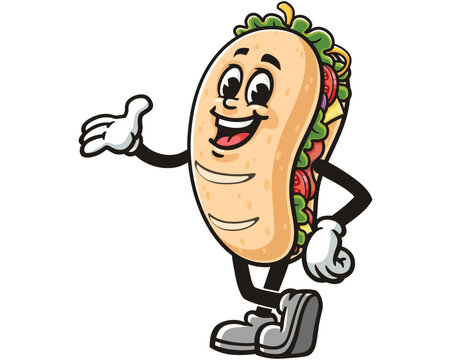 recommend clip art: Sub Sandwich Cartoon Mascot Illustration Character Vector Clip-art Hand-drawn Logo Design