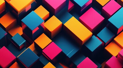 4k abstract geometric pattern with bold colors and 3D depth effects