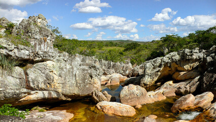 DIAMANTINA, BRAZIL, stream flowing between rocks, natural landscape near Diamantina, Minas Gerais