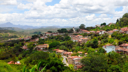 Fototapeta premium DIAMANTINA, BRAZIL, countryside traditional habitat on hill, surrounded by nature, near Diamantina, Minas Gerais