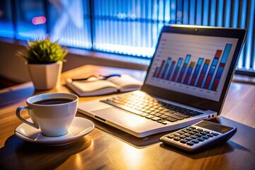 Night Photography of Calculator and Financial Documents for Business Insights