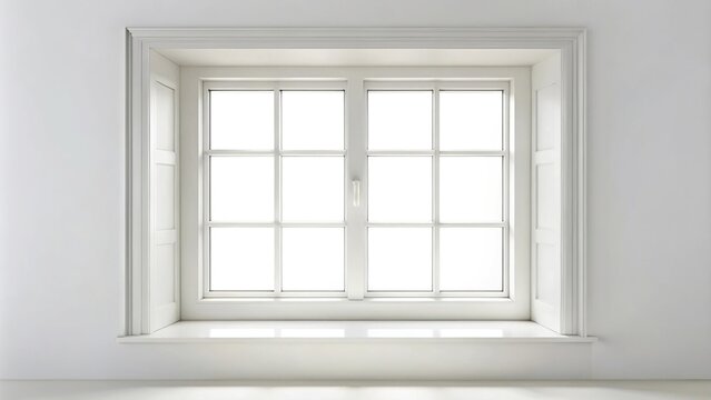 White window frame isolated on white background panoramic