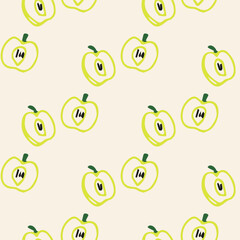 Apple doodle outline for kid, Perfect for package, labels Design element. Vector pattern