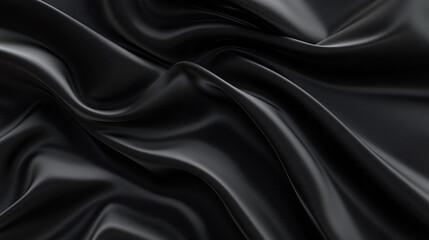 Fototapeta premium Abstract Black Satin Fabric Drape Texture Background