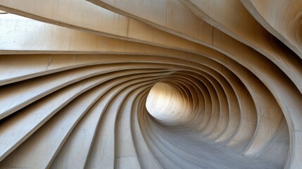 Abstract wooden tunnel design for modern architecture and creative spaces