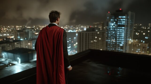 Business hero: conceptual architecture and urban nightscape for leadership and innovation - Powered by Adobe