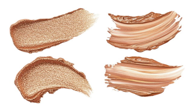 Elegant Rose Gold Paint Strokes Arranged on a White Background Generative AI