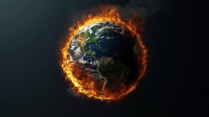 Global warming vs. climate change: fiery planet earth illustration for environmental awareness