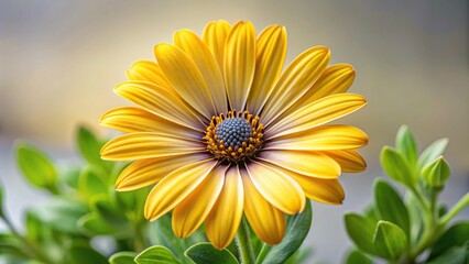 Obraz premium Yellow dimorphotheca ecklonis Cape Marguerite or African Daisy in wide-angle view