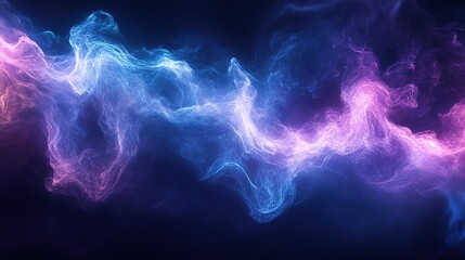 Obraz premium Abstract glowing luminous ethereal cloud formation with swirling purple and blue light, concept for digital technology, scientific research and futuristic exploration