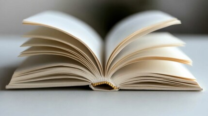 Open blank book with white pages for creative writing or design inspiration