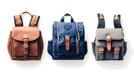 Stylish School Backpacks on White Background Generative AI