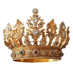 Golden crown isolated on transparent background (3)