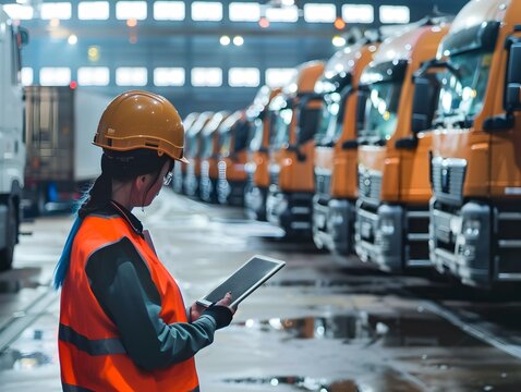 Logistics professional with tablet management