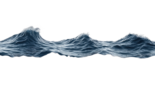 Set of Sea Water Surfaces Showcasing Waves on a White Background Generative AI
