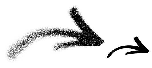 Curved downward arrow transitioning from dotted to solid, symbolizing direction and change. Vector illustration in black and white.