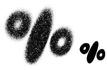 Bold stippled and solid black percent symbol for financial or promotional graphics. Vector illustration.