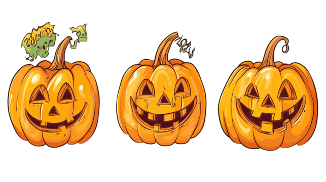 Funny Halloween Pumpkins Set Isolated on a White Background Generative AI