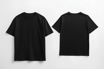 Fashionable oversized black T-shirt  and back on a white background. Mockup presentation and advertising of the brand, merch and clothing stores. Showroom sale and quality products
