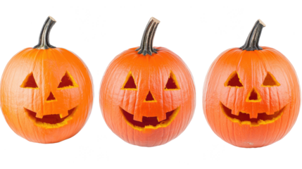 Funny Halloween Pumpkins Set Isolated on White Background Generative AI