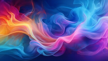 Colorful smoke trails swirling in the air, each trail a different shade of the rainbow. The