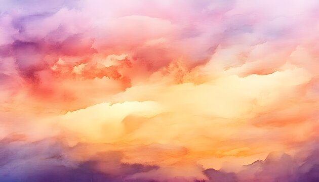 abstract watercolor background sunset sky orange purple