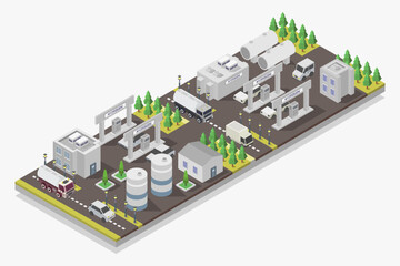 Green sustainable hydrogen energy gas fueling station isometric