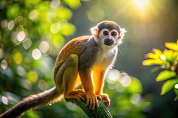 monkey silhouette on tree at sunset