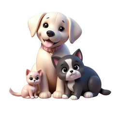 Fototapeta premium Playful Puppy and Kitten in Studio
