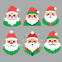 set of santa claus head logo icon illustration