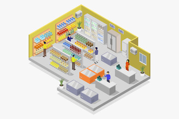 Supermarket room spacious isometric