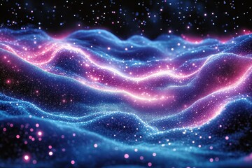 Obraz premium Stunning Cosmic Waves with Glowing Stars in Vibrant Colors