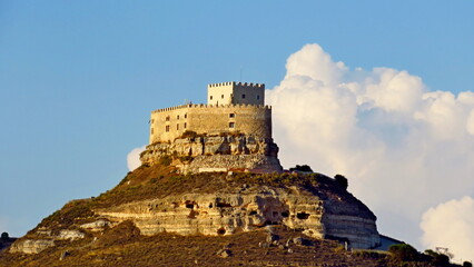 view of the castle of Curiel Peñafiel Valladolid tourism Spain clouds