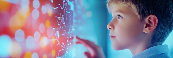 A teacher engages students with interactive learning activities using a smart board in a modern classroom setting