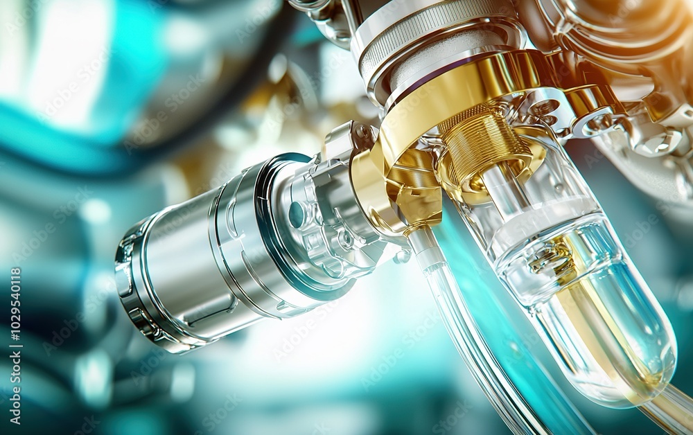 Poster close-up view of advanced mechanical components highlighting precision engineering in a laboratory s