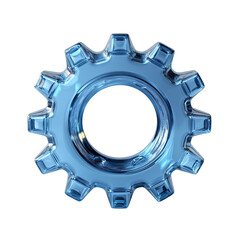  3D gear icon blue color frosted glass material