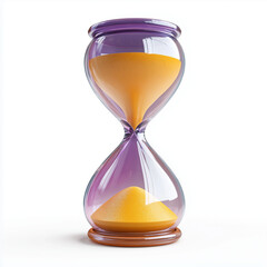 Hourglass icon with a purple base yellow sand
