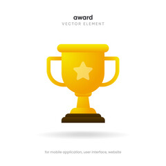 Award and winner cup icon. Awards simple yellow icons. Medal sign collection.  Medal, medal ribbon, ribbon, gold, badge, award, number, cup, star, trophy