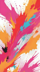 Obraz premium Vertical rough textured background with a mix of lines, splashes, and subtle smoke wisps. Using a three-color combination, red, pink, orange. The elements make it feel organic and energetic.