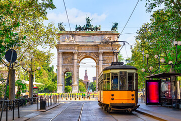 Tram and Arch of Peace